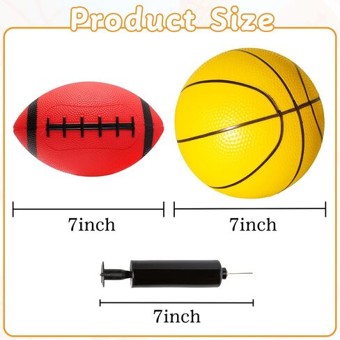 PARENTSWELL 12 Pack Balls for Toddlers Kids, 7" Soft Ball Toy Set– Includes Basketball Football for Boys Girls 6-8 8-12, Summer Pool Beach Toys for Outdoor & Indoor Games with Hand Pump in Kuwait