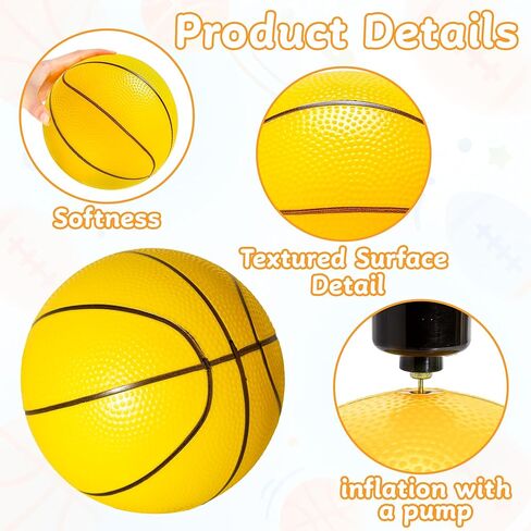 PARENTSWELL 12 Pack Balls for Toddlers Kids, 7" Soft Ball Toy Set– Includes Basketball Football for Boys Girls 6-8 8-12, Summer Pool Beach Toys for Outdoor & Indoor Games with Hand Pump in Kuwait