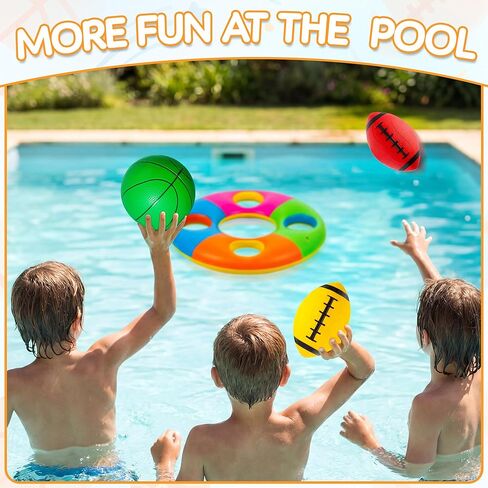 PARENTSWELL 12 Pack Balls for Toddlers Kids, 7" Soft Ball Toy Set– Includes Basketball Football for Boys Girls 6-8 8-12, Summer Pool Beach Toys for Outdoor & Indoor Games with Hand Pump in Kuwait