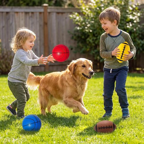 PARENTSWELL 12 Pack Balls for Toddlers Kids, 7" Soft Ball Toy Set– Includes Basketball Football for Boys Girls 6-8 8-12, Summer Pool Beach Toys for Outdoor & Indoor Games with Hand Pump in Kuwait