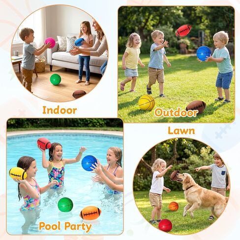PARENTSWELL 12 Pack Balls for Toddlers Kids, 7" Soft Ball Toy Set– Includes Basketball Football for Boys Girls 6-8 8-12, Summer Pool Beach Toys for Outdoor & Indoor Games with Hand Pump in Kuwait