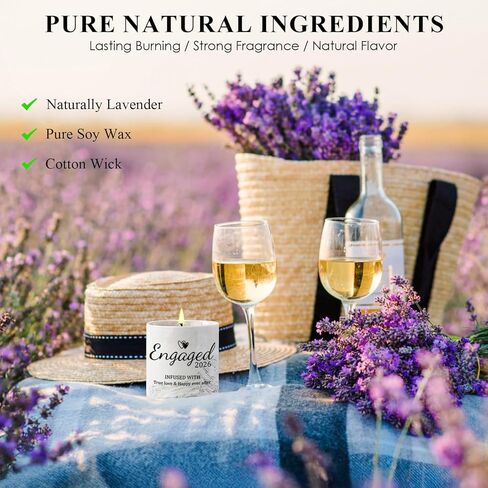 Engagement Gifts - Gift for Newly Engaged Couples, Fiance Gifts for Women, Bridal Shower, Wedding Bride Gift - Engaged Present 6 Oz Engaged 2025 Lavender Ceramics Candle in Kuwait