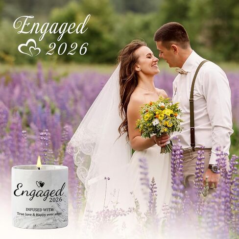 Engagement Gifts - Gift for Newly Engaged Couples, Fiance Gifts for Women, Bridal Shower, Wedding Bride Gift - Engaged Present 6 Oz Engaged 2025 Lavender Ceramics Candle in Kuwait
