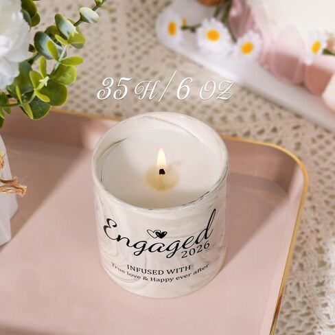 Engagement Gifts - Gift for Newly Engaged Couples, Fiance Gifts for Women, Bridal Shower, Wedding Bride Gift - Engaged Present 6 Oz Engaged 2025 Lavender Ceramics Candle in Kuwait