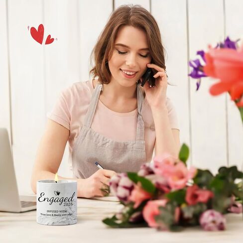 Engagement Gifts - Gift for Newly Engaged Couples, Fiance Gifts for Women, Bridal Shower, Wedding Bride Gift - Engaged Present 6 Oz Engaged 2025 Lavender Ceramics Candle in Kuwait