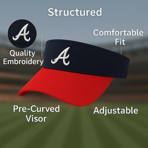 Officially Licensed Atlanta Baseball Visor Hat Classic Primary Home Team Logo Navy Blue/Red Embroidered MVP Sports Ball Cap in Saudi Arabia