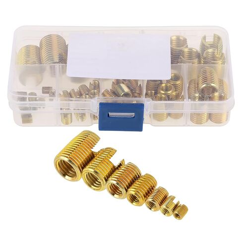 50pcs Brass Tone Self Tapping Thread Slotted Inserts Combination Kit Thread Repair Tool in Saudi Arabia