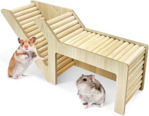 Pinvnby Hamster تسلق سلم ونفق مخبأ الهامستر الخشبي تسلق لعبة القفص إكسسوارات لفئران الجيربيل أو حيوانات صغيرة أخرى (نفق بسيط) in Kuwait