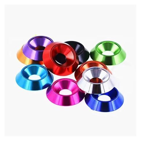 Conical Countersunk Washer 5/8pcs Tapered Aluminium Alloy Gasket M6 M8 Countersunk Screws Cup Head Sealing Ring Colorful(8pcs Black M6X18) in Saudi Arabia