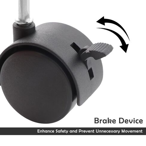 8 Pack 2 Inch Caster Wheels, Mini Crib Wheels, Small Rubber Casters with Brake Stem Casters Replacement for Rolling Cart Accessories Cabinet Desk Dresser Cart Accessories, 360 Degree Swivel, Black in Kuwait