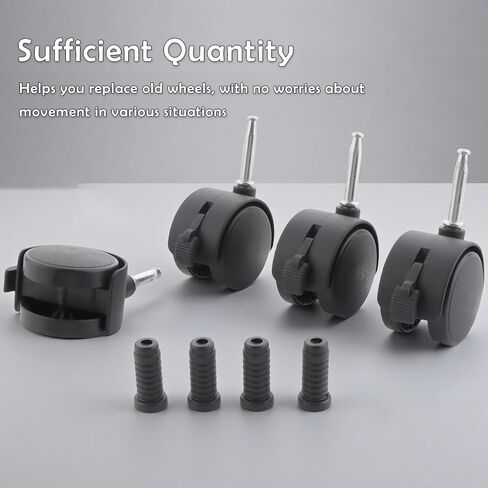 8 Pack 2 Inch Caster Wheels, Mini Crib Wheels, Small Rubber Casters with Brake Stem Casters Replacement for Rolling Cart Accessories Cabinet Desk Dresser Cart Accessories, 360 Degree Swivel, Black in Kuwait