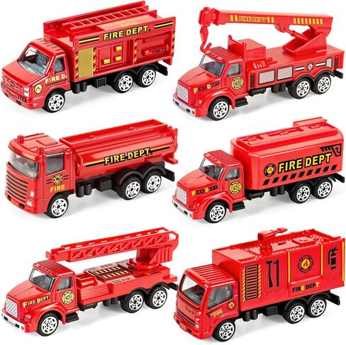 مجموعة Model Diecast Fire Truck - مركبات إنقاذ Fire Metal Metal مع أجزاء متحركة ، ألعاب لعب الطوارئ الواقعية للأطفال 3+ | هدية تعليمية متينة للبنين والبنات in Kuwait