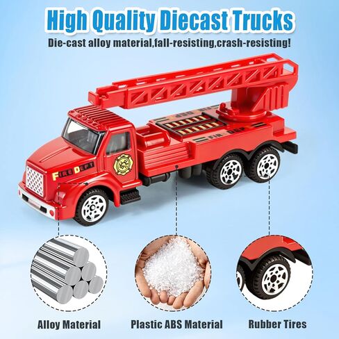 مجموعة Model Diecast Fire Truck - مركبات إنقاذ Fire Metal Metal مع أجزاء متحركة ، ألعاب لعب الطوارئ الواقعية للأطفال 3+ | هدية تعليمية متينة للبنين والبنات in Kuwait