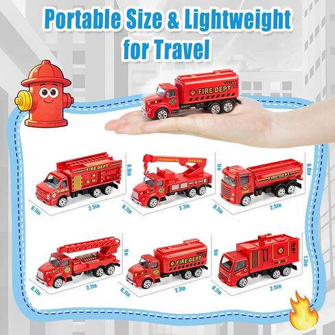 مجموعة Model Diecast Fire Truck - مركبات إنقاذ Fire Metal Metal مع أجزاء متحركة ، ألعاب لعب الطوارئ الواقعية للأطفال 3+ | هدية تعليمية متينة للبنين والبنات in Kuwait