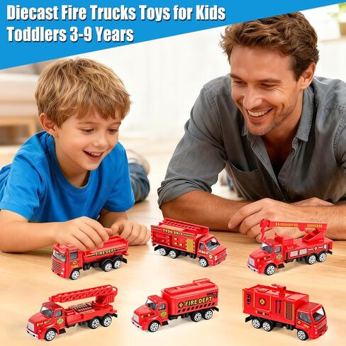مجموعة Model Diecast Fire Truck - مركبات إنقاذ Fire Metal Metal مع أجزاء متحركة ، ألعاب لعب الطوارئ الواقعية للأطفال 3+ | هدية تعليمية متينة للبنين والبنات in Kuwait
