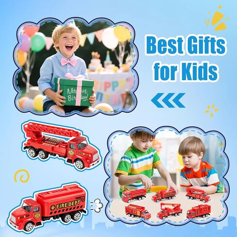 مجموعة Model Diecast Fire Truck - مركبات إنقاذ Fire Metal Metal مع أجزاء متحركة ، ألعاب لعب الطوارئ الواقعية للأطفال 3+ | هدية تعليمية متينة للبنين والبنات in Kuwait