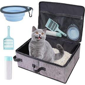 صندوق القمامة السفر للقطط في السيارة مع الغطاء والقطط القمامة مغرفة ، حافظة فضلات القط المحمولة مع وعاء و 10 أجزاء من أكياس بطانة قابلة للتصرف ، مقاومة للتسرب وقابلة للطي. in Kuwait