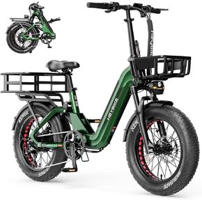 دراجة كهربائية قابلة للطي من Heybike Ranger للبالغين، محرك ذروة 1200 واط/1800 واط، دراجة كهربائية 28/32 ميل في الساعة، نطاق 55/90 ميل، دراجة كهربائية بإطار سميك 20 بوصة × 4.0 بوصة مع بطارية قابلة للإزالة، فرامل هيدروليكية للثلج والشاطئ والتنقل in Kuwait