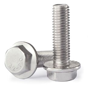 M12 x 100mm 4 قطع براغي سداسية ذات حواف، مسامير M12 x 1.75، براغي رأس سداسية شفة، 304 فولاذ مقاوم للصدأ، لمسة نهائية لامعة، خيط متري بالكامل in Kuwait