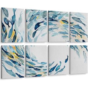 ARPEOTCY Acoustic Art Wall Panels for Bedroom, Recording Office, podcast, TV, 48x32in, Ocean Wall decor, Watercolor Fish Art Picture, Soundproof Sound Absorbing, 8pcs in Kuwait