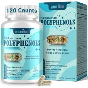 (240 Count) Polyphenols Supplement 1500mg – Over 20 Fruit, Herbal & Cereal Full Spectrum Polyphenol Complex with Resveratrol, Grape Seed & Green Tea – Tri-Color MicroBeadlets – Powerful Antioxidant in Saudi Arabia
