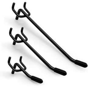 خطافات بيجبورد سوداء مقاس 4 بوصات، 36 حزمة - شماعات أدوات شديدة التحمل متوافقة مع ألواح بيجبورد سميكة 1/4 بوصة (تناسب الفتحات القياسية 3/16 بوصة) in Kuwait