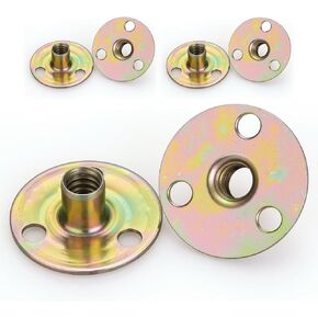 20 pcs 1/4"-20 Carbon Steel Round Base T-Nuts, Heavy-Duty Flange Insert Female Thread Nuts for Furniture Hardware, Woodworking & DIY Projects in Kuwait