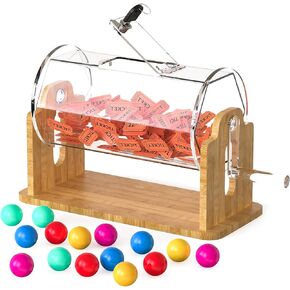 طبلة سحب من الأكريليك الشفاف من Orionstar مع قاعدة من الخيزران الموزون - قرص تذاكر احترافي لجمع التبرعات - صندوق يانصيب شفاف يتضمن قفل وسعة 2000 - يتميز بأقدام مطاطية ومفاتيح in Kuwait