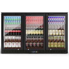 Coolake 53 "مبرد بار خلفي مع 3 أبواب زجاجية، 11.7 قدم مكعب ثلاجة مشروبات تجارية تحت ارتفاع العداد، ثلاجة بيرة من الفولاذ المقاوم للصدأ مع إضاءة LED لمشروبات الصودا والبيرة والنبيذ in Kuwait