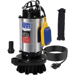 مضخة مستنقع غاطسة Weeflos 1.6HP، تشغيل/إيقاف تلقائي، تدفق عالٍ 6300 GPH، رأس أقصى 36 قدمًا، لإزالة المياه القذرة، الطابق السفلي المغمور، غطاء حمام السباحة، أحواض المياه الساخنة، ألومنيوم خفيف الوزن (1.6HP/36FT) in Kuwait