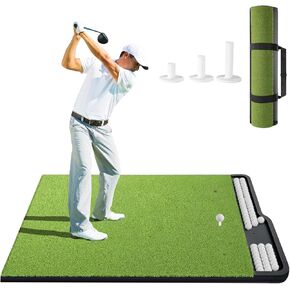 حصيرة ضرب الجولف MONOJOY مقاس 5 × 4 أقدام، عشب ممارسة احترافي للاستخدام الداخلي والخارجي، قاعدة EVA ممتصة للصدمات، صينية كروية مدمجة أو تصميم مزدوج العشب، حزام حمل محمول in Kuwait