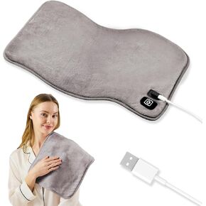 USB Heating Pad, Portable Heating Pad for Travel, 18"x 14" Small 5V Electric Heating Pad, Washable, 3 Heat Settings, Auto Shut Off, Heat Therapy for Period Cramps Back Pain Relief, Grey in Kuwait