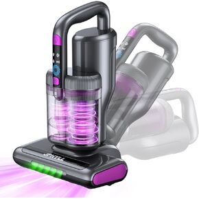 مكنسة كهربائية للمرتبة، مكنسة كهربائية لسرير الشفط بقوة 20 كيلو باسكال مع ضوء الأشعة فوق البنفسجية 253.7 نانومتر، هواء ساخن 140 درجة فهرنهايت، فرشاة 30000 دورة في الدقيقة، بالموجات فوق الصوتية 40000 هرتز، فلتر HEPA، للسرير والأريكة، سلك 500 وات (رمادي داك in Kuwait