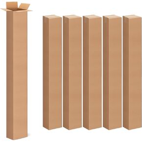 5 عبوات من صناديق الورق المقوى المموج بطول 4x4x36 بوصة، 4 بوصة طول × 4 بوصة عرض × 36 بوصة ارتفاع - صناديق شحن - الشحن، النقل، التعبئة والتغليف، البريد، صندوق تخزين للمنزل أو العمل in Kuwait