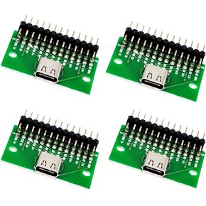 4 قطعة لوحة قطع مقبس اختبار أنثى من النوع C، محول اختبار PCB 24 دبابيس إلى محول اختبار دبوس 2.54 مم، لتصميم مصدر الطاقة/لوحة التجارب DIY USB in Kuwait