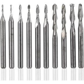 10 قطعة قاطع مطحنة نهاية كروية CNC لقم التوجيه 3.175 مم مطحنة نهاية كربيد عرقوب 2 لقم توجيه لولبية فلوت لطحن النقش باستخدام الحاسب الآلي (2.5 × 3.175 × 12 مم) in Kuwait