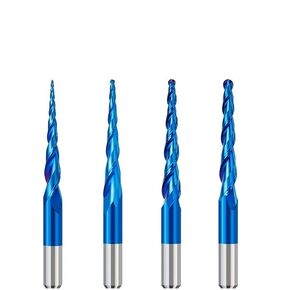 4 قطعة 2-الناي مدبب الكرة الأنف دوامة نهاية مطحنة R0.25-1.0 كربيد قاطعة المطحنة CNC راوتر بت قواطع الخشب أدوات الطحن 2D و 3D النقش نحت لقم النجارة in Kuwait