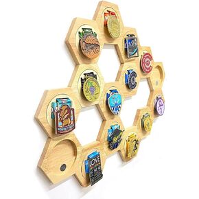 Medal Hanger Wood Decoration Hexagonal Honeycomb Medals Storage Case Wooden Medals Display Stand Hanger for All Sports Medals Running Medals (Large) in Kuwait