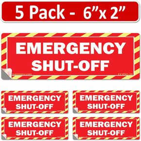 5 عبوات مقاس 15.24 سم × 5.08 سم، ملصقات أمان حمراء لإيقاف تشغيل الوقود في حالات الطوارئ، ملصقات تحذيرية للسلامة، ملصق إشارة خطر، لوحة كهربائية شديدة التحمل 6 × 2 2 × 6 فينيل فقط in Kuwait