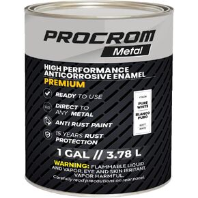 Premium Metal Paint – Matte Pure White, 1 Gallon | Direct-to-Metal, Professional Matte Finish, Up to 15 Years Anti-Rust Protection, Fast-Drying Indoor & Outdoor Coating in Kuwait