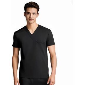 Men's Scrubs Top, Reinforced Chest Pocket & Hem, Stretch V-Neck Work Shirt, Moisture-Wicking & Anti-Wrinkle in Saudi Arabia