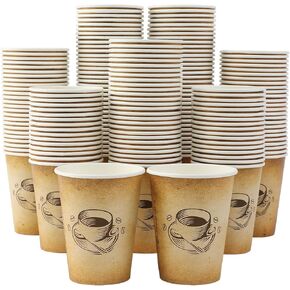 مجموعة Clawsoff 300 فناجين قهوة ورقية سعة 12oz، مشروبات ساخنة/باردة 12oz فناجين قهوة للاستعمال مرة واحدة، تصميم قديم، مانع للتسرب، مشروب ساخن أو بارد، كاكاو، شوكولاتة، لوازم بار القهوة in Kuwait