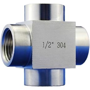 1 PCS Stainless Steel High Pressure 4-way Nipple Fitting 300P 1/4" 1/2" 3/4" Female Thread Cross Equal Diameter Adapter(3/4") in Kuwait