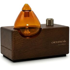 موزع روائح الزيوت العطرية الزجاجي الفاخر من العنبر مع قاعدة خشبية مصنوعة يدويًا للعلاج بالروائح العطرية، موزع روائح ريترو بدون ماء مع رذاذ بارد، بخاخات زيت لاسلكية قابلة لإعادة الشحن مع مصباح LED ومؤقت، موديل 2026 in Kuwait