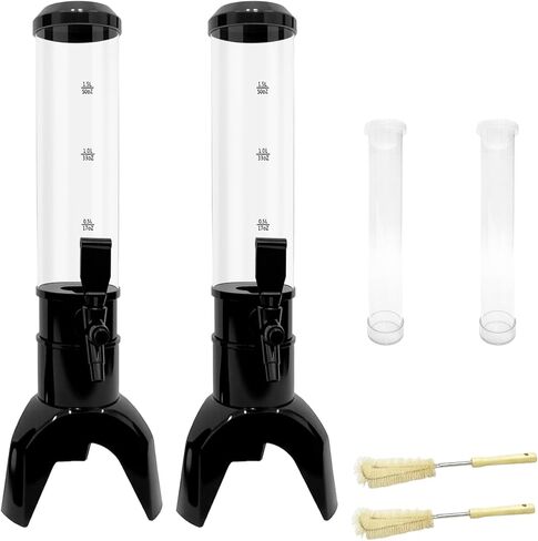 2 Pcs Mimosa Tower, 1.5L/50 Oz Drink Dispenser with Ice Tube for Parties, Beverage Dispenser for Beer, Liquor, Juice (Black) in Saudi Arabia