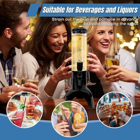 2 Pcs Mimosa Tower, 1.5L/50 Oz Drink Dispenser with Ice Tube for Parties, Beverage Dispenser for Beer, Liquor, Juice (Black) in Saudi Arabia