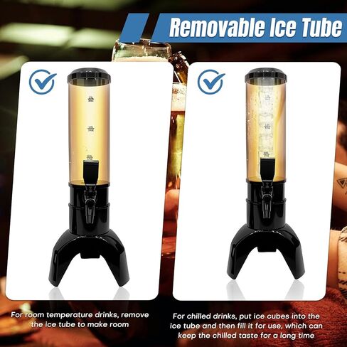 2 Pcs Mimosa Tower, 1.5L/50 Oz Drink Dispenser with Ice Tube for Parties, Beverage Dispenser for Beer, Liquor, Juice (Black) in Saudi Arabia