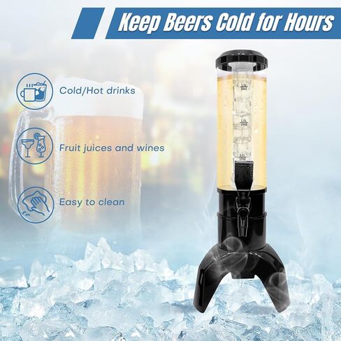 2 Pcs Mimosa Tower, 1.5L/50 Oz Drink Dispenser with Ice Tube for Parties, Beverage Dispenser for Beer, Liquor, Juice (Black) in Saudi Arabia
