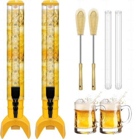 2 Pcs Mimosa Tower, 1.5L/50 Oz Drink Dispenser with Ice Tube for Parties, Beverage Dispenser for Beer, Liquor, Juice (Black) in Saudi Arabia