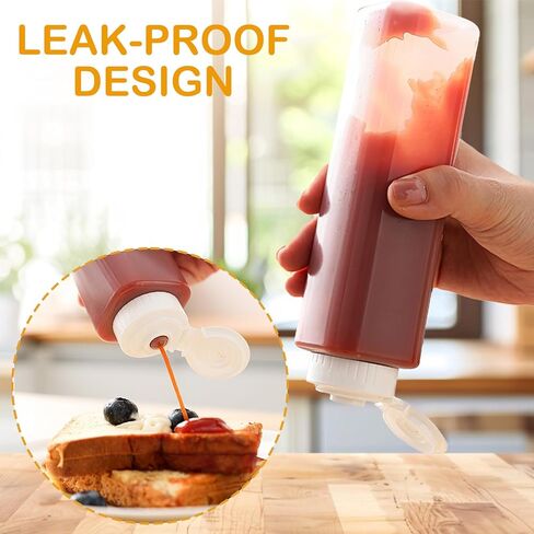 3 عبوات من زجاجات ضغط البهارات سعة 7 أونصة، غطاء ملتوي مانع للتسرب، بلاستيك صالح للطعام، مثالية للكاتشب والخردل وتتبيلة السلطة والصلصات الأخرى in Kuwait